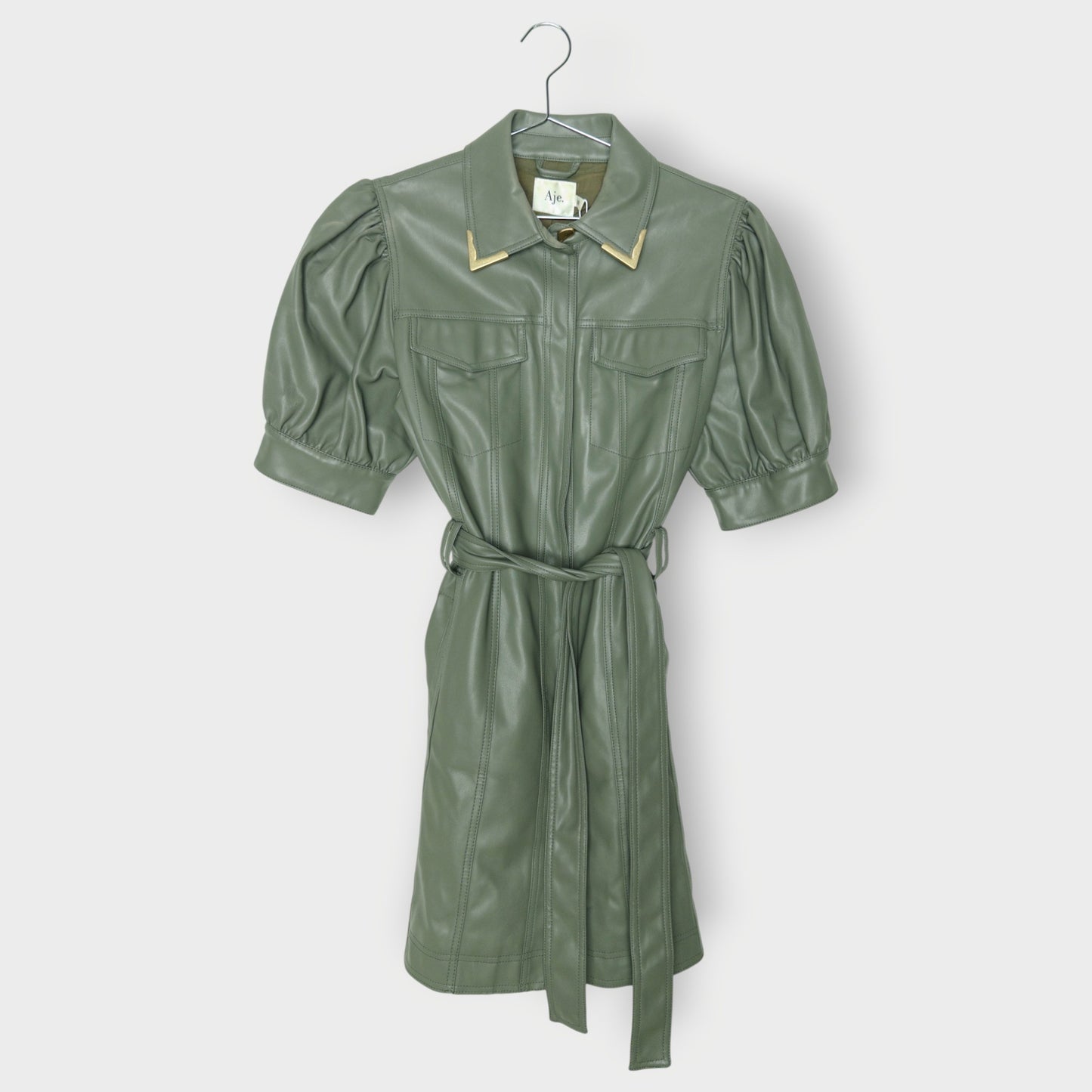 Faux Leather Belted Mini Dress