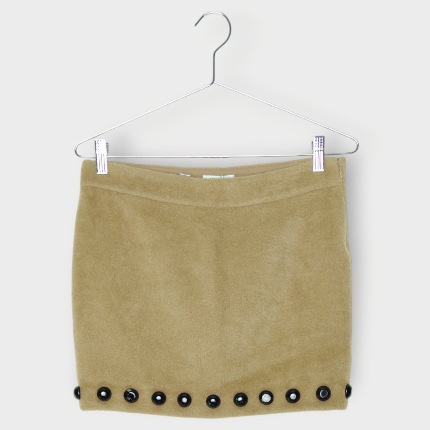 Fuzzy Button Mini Skirt