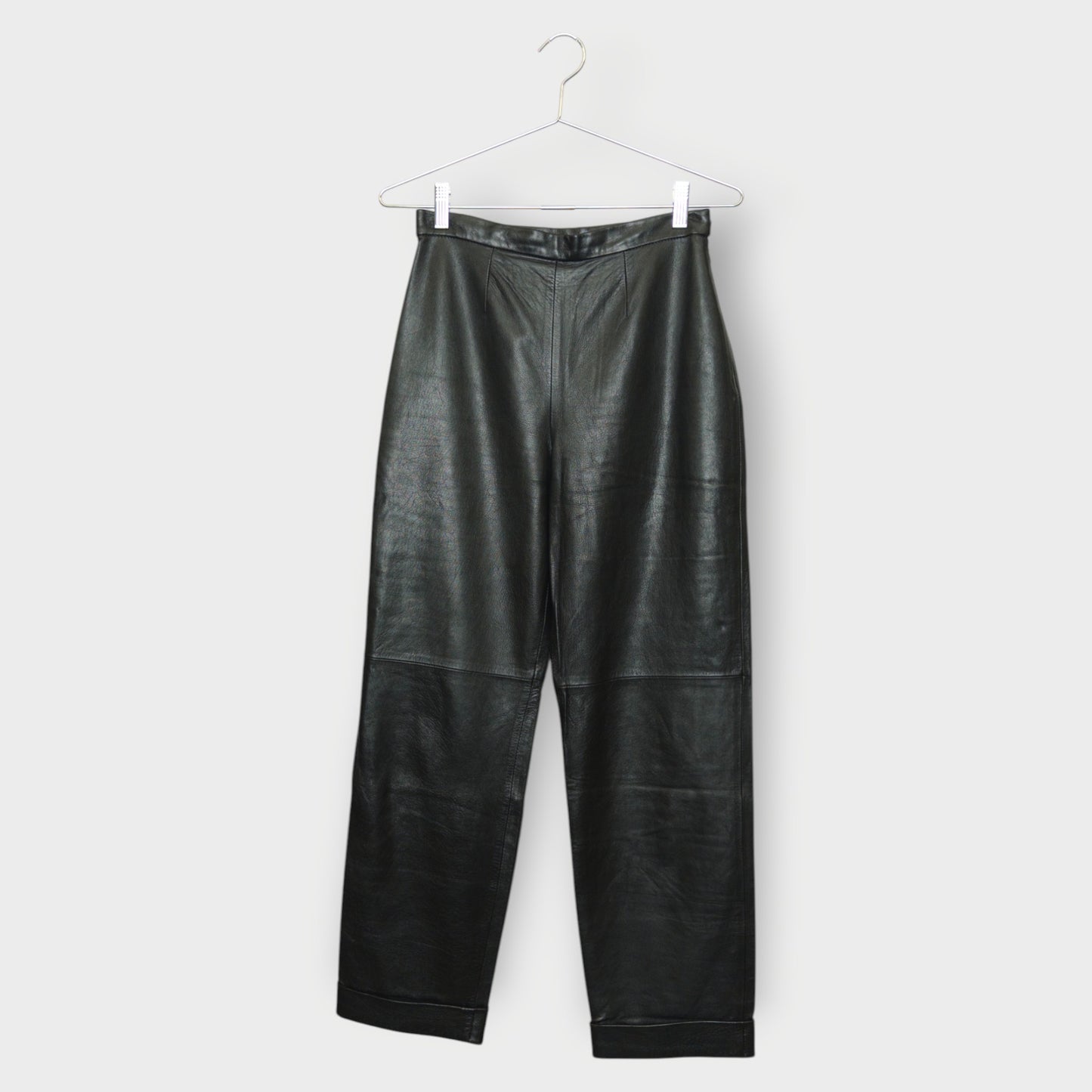 Leather Straight Leg Cuffed Pant