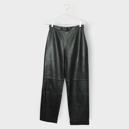 Leather Straight Leg Cuffed Pant
