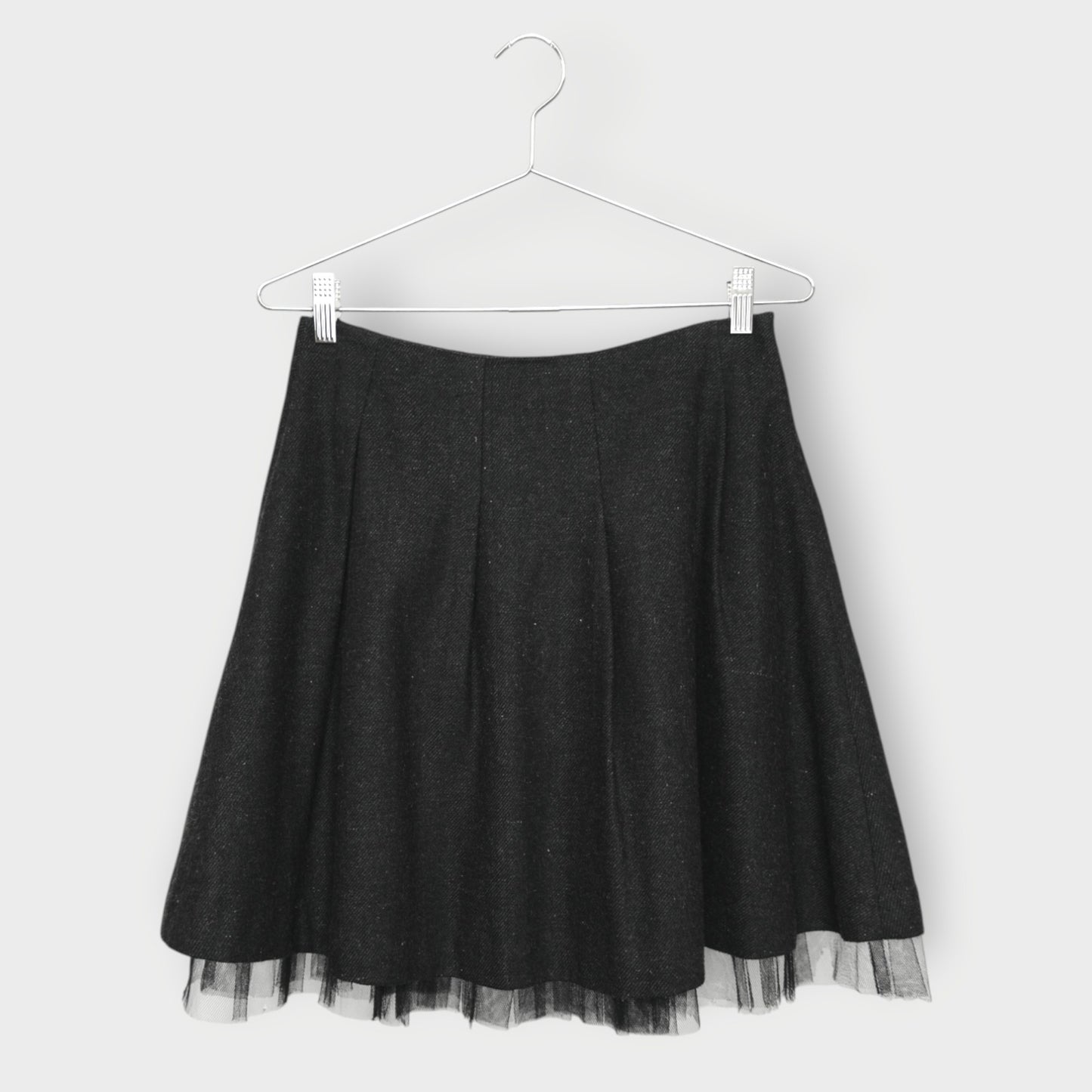 Wool Pleat Tulle Midi