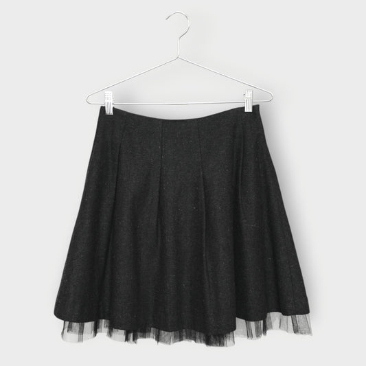 Wool Pleat Tulle Midi