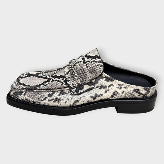 Snakeskin Square Toe Loafer Mules