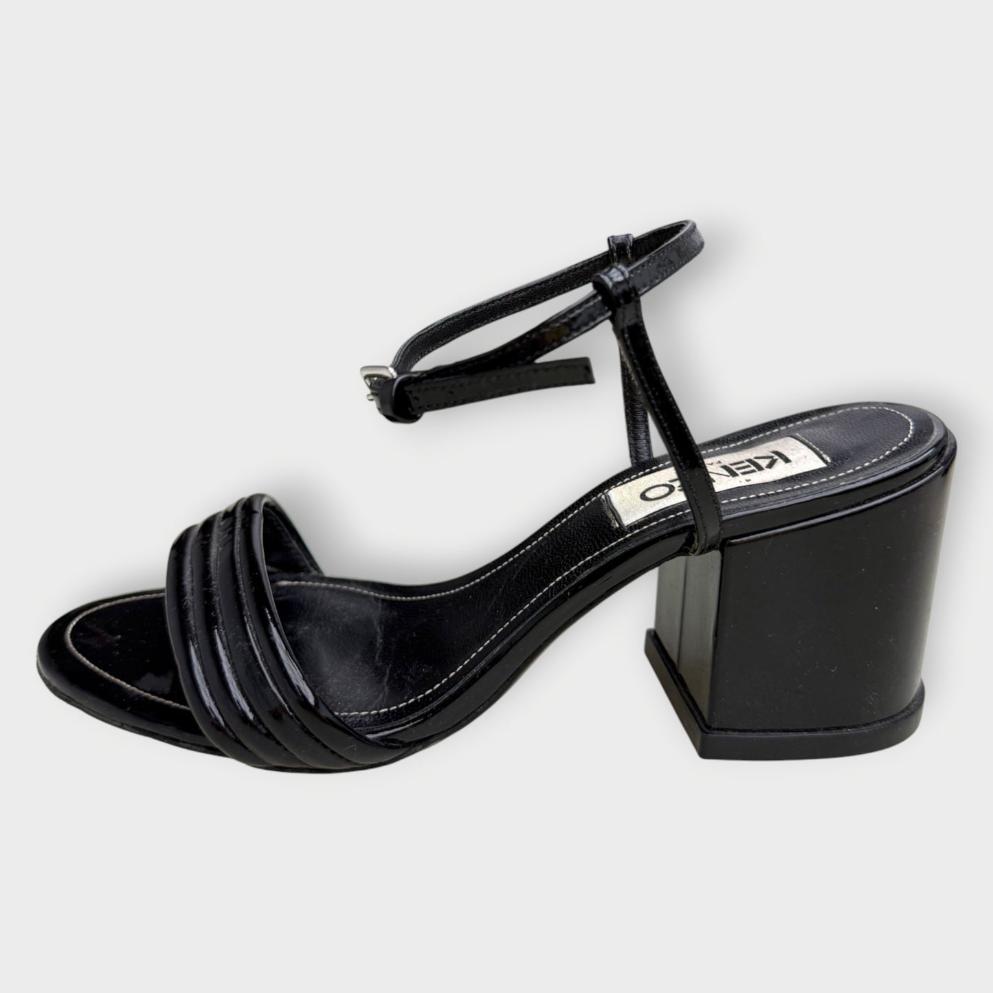 Patent Leather Block Heel Sandals