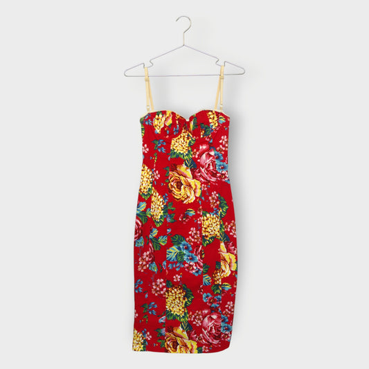 Floral Printed Corset Midi Dress