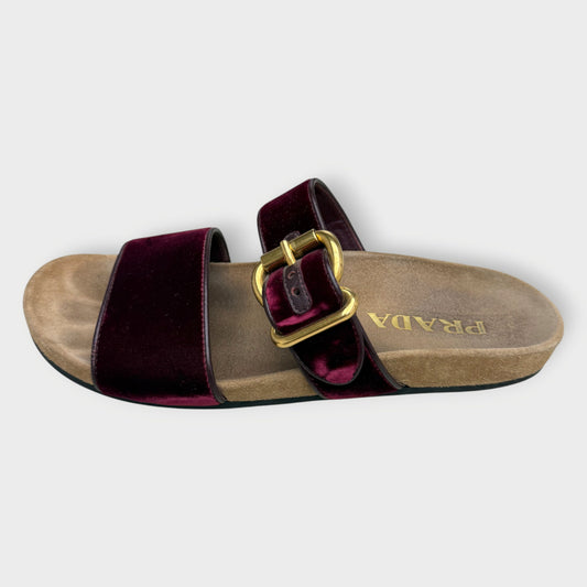 Velvet Double-Strap Slides