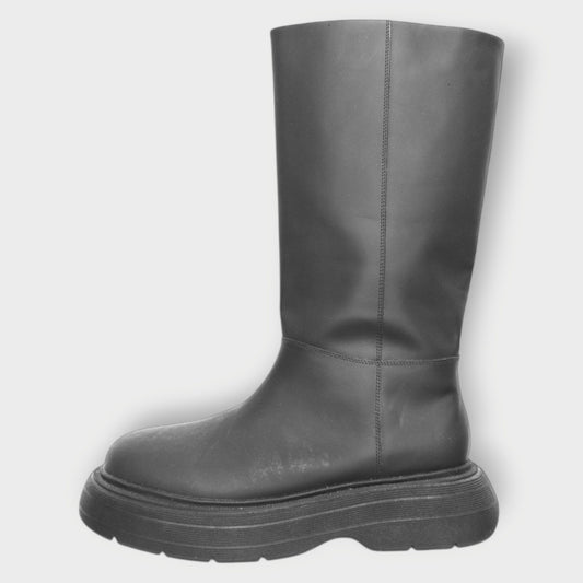 Leather Chunky Sole Boots