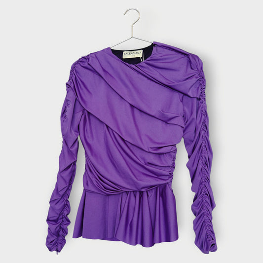 Gathered Ruffle Long Sleeve Top