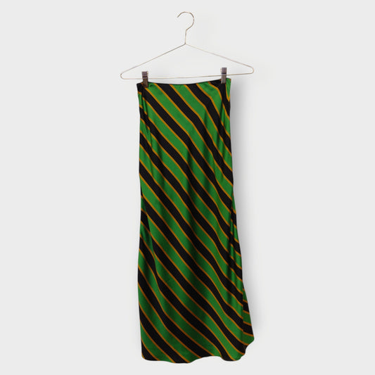 Striped Silk Midi Skirt