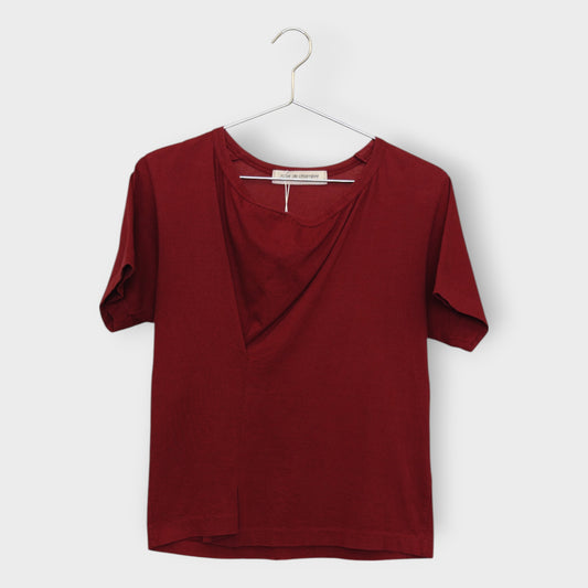 Red Cotton Gathered Front Tee