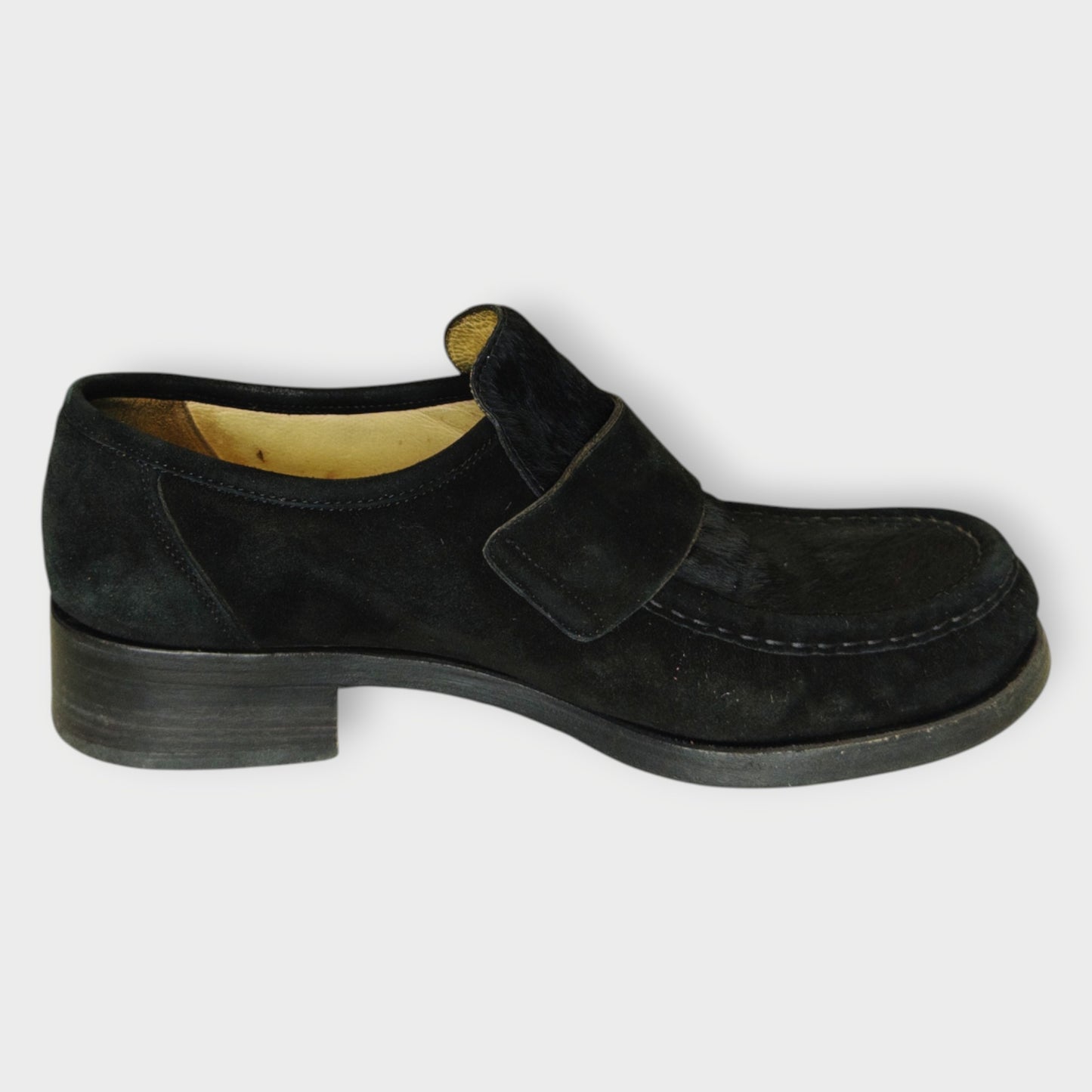 Suede & Pony Hair Square Toe Loafer