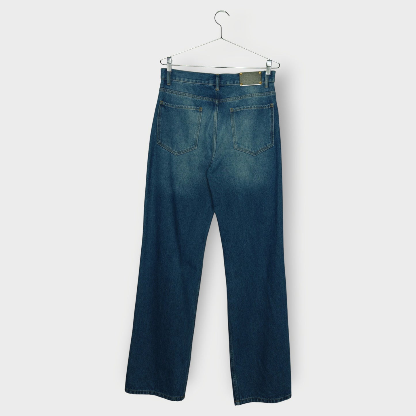 Frayed High Rise Straight Leg Jeans