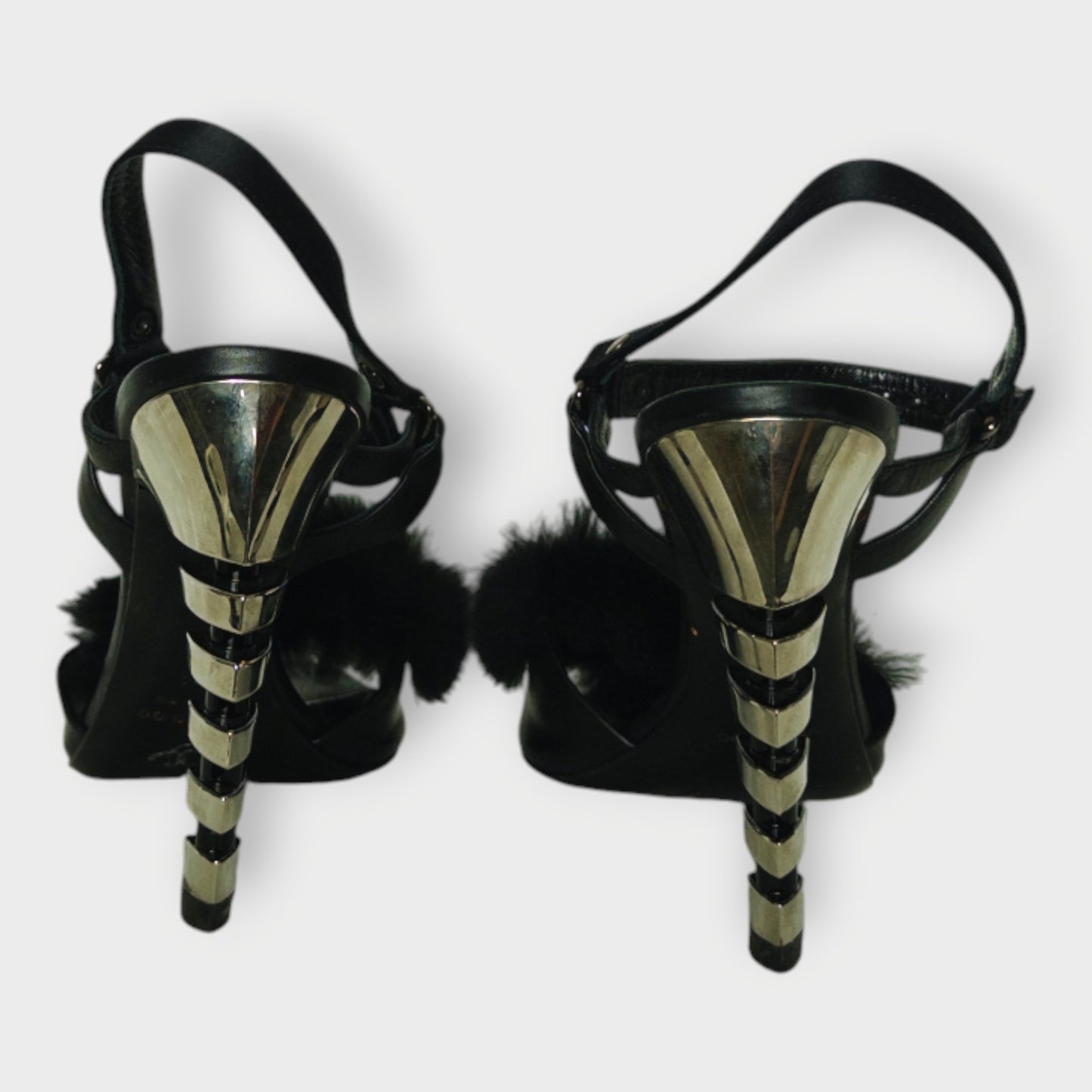 Fluffy Sculptural Metal Heels