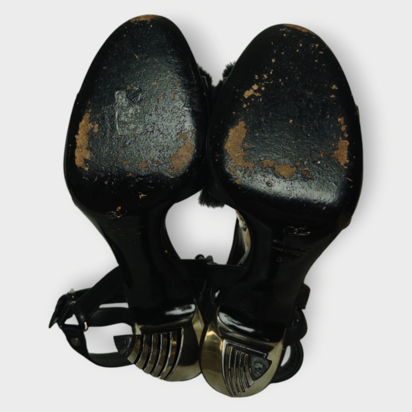 Fluffy Sculptural Metal Heels