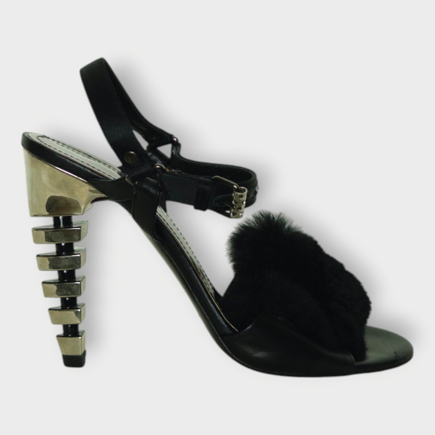 Fluffy Sculptural Metal Heels
