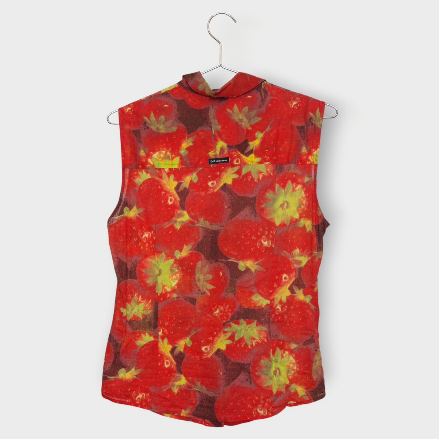 Strawberry Print Button Up Top