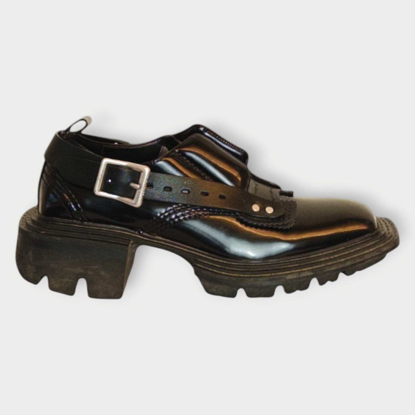 Leather Derby Buckle Shoes
