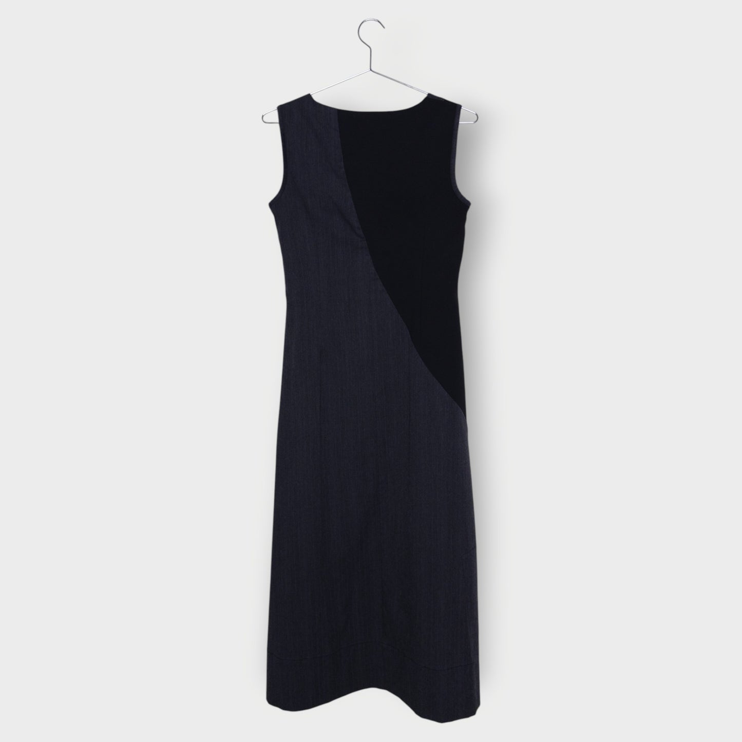 Pinstripe & Asymmetrical Midi Dress