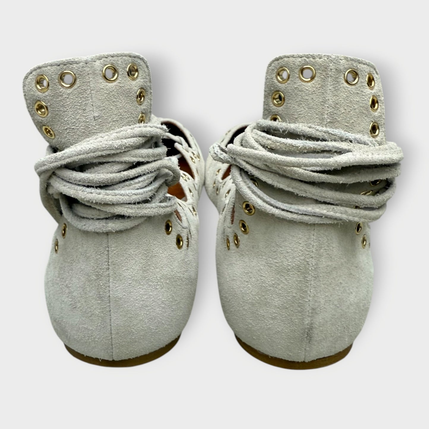 Suede Eyelet Lace Up Flats