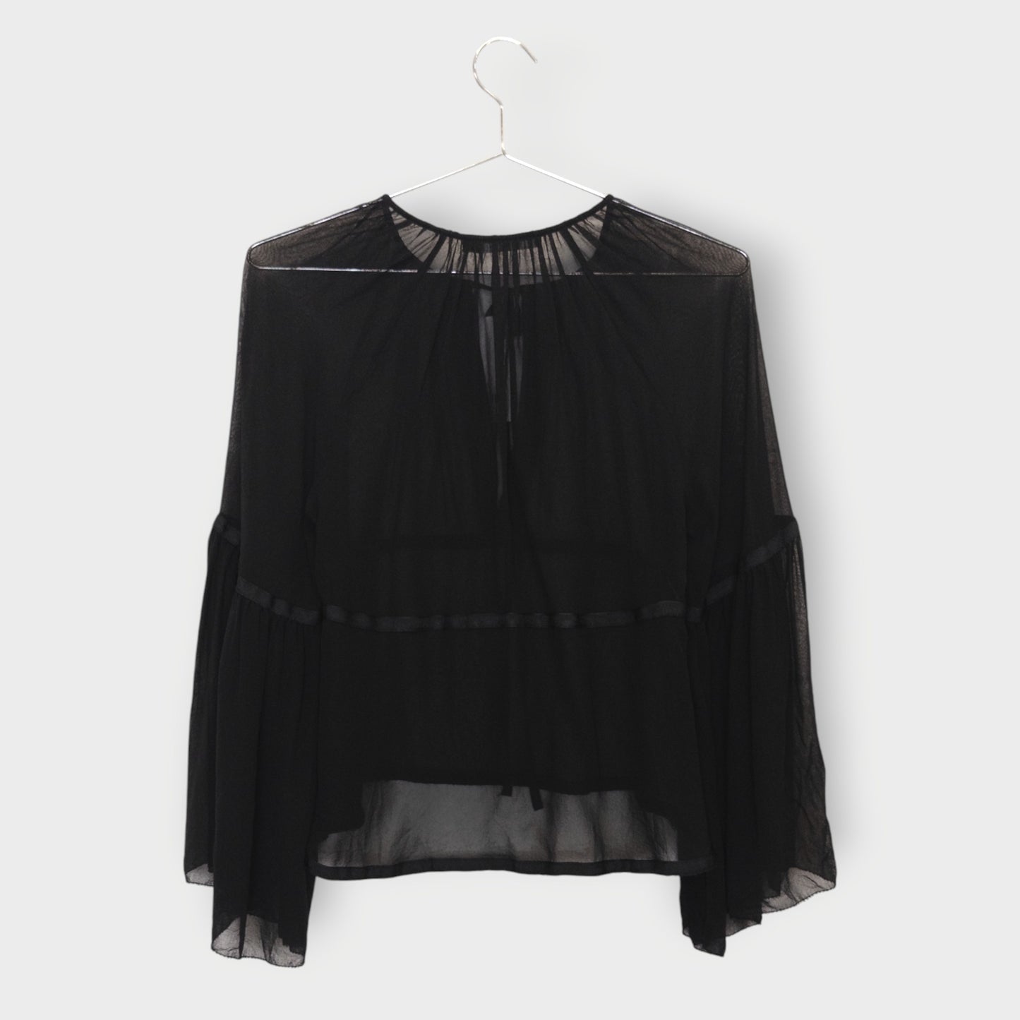 Sheer Bell Sleeve Blouse