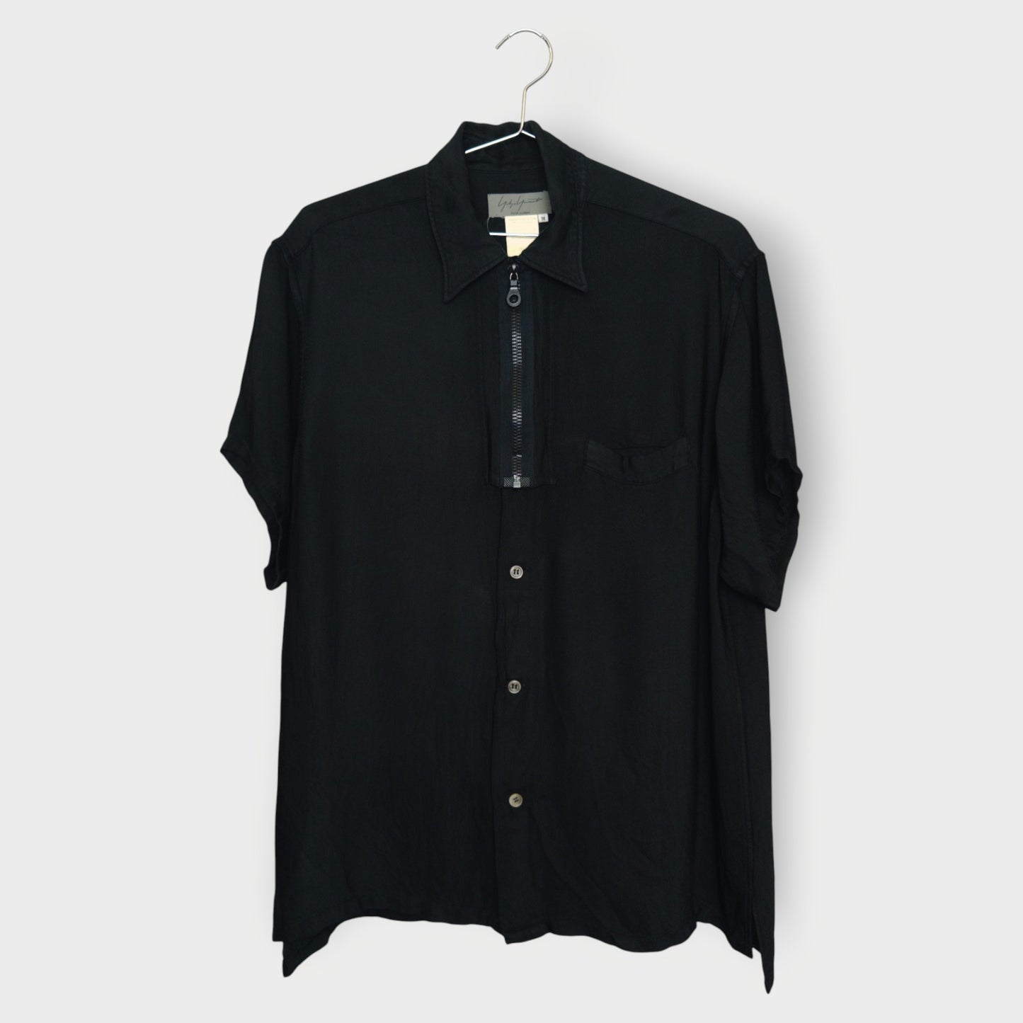Button Zip Collar Button Up Shirt