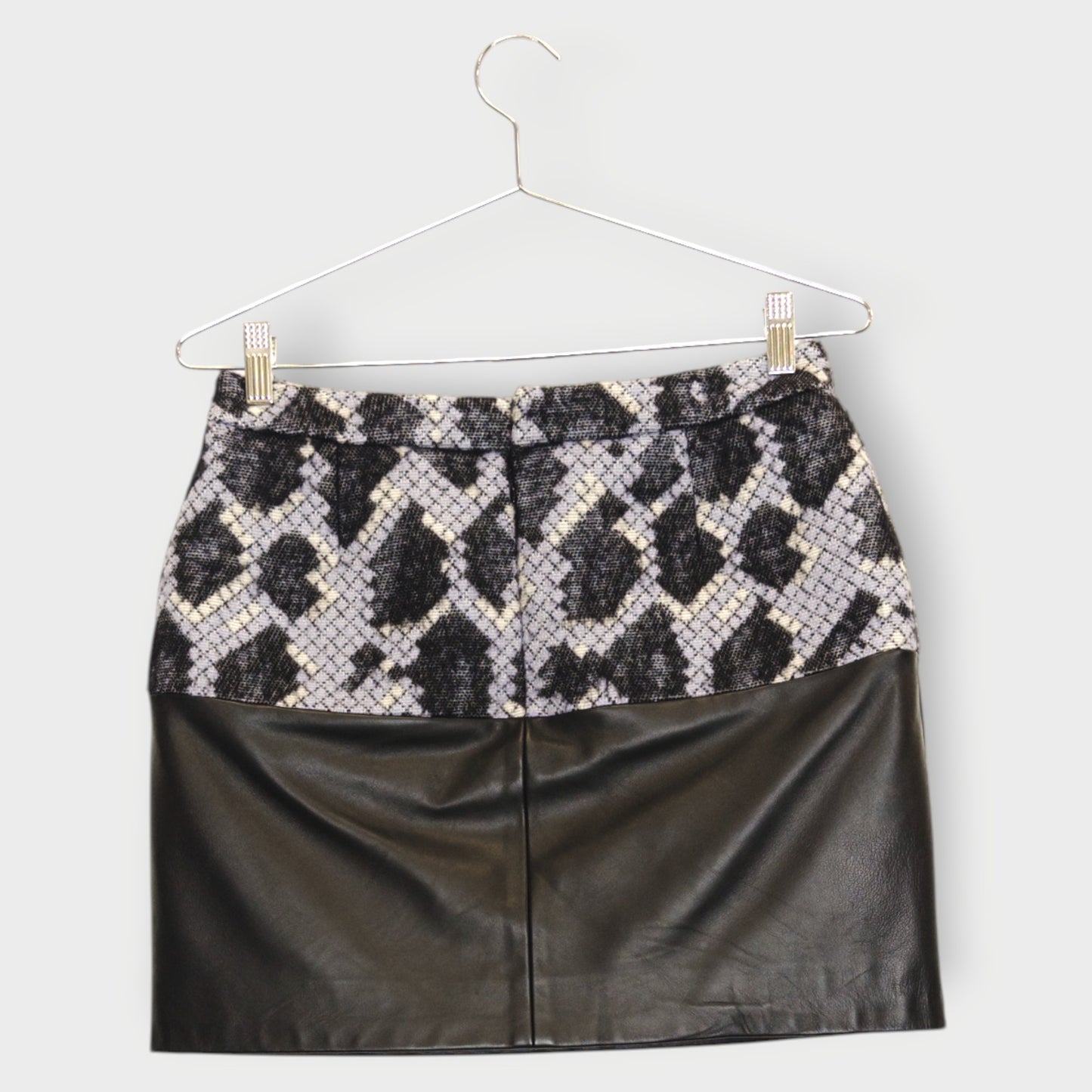 Leather Purple Tweed Mini Skirt