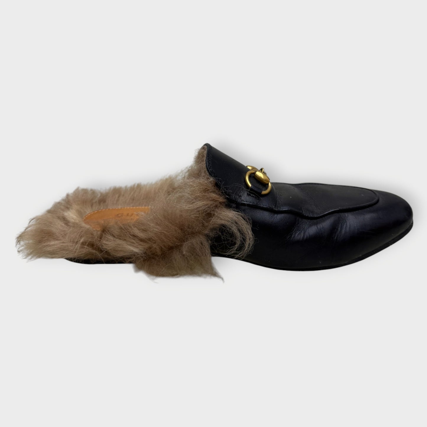 Leather Fur Horsebit Loafer