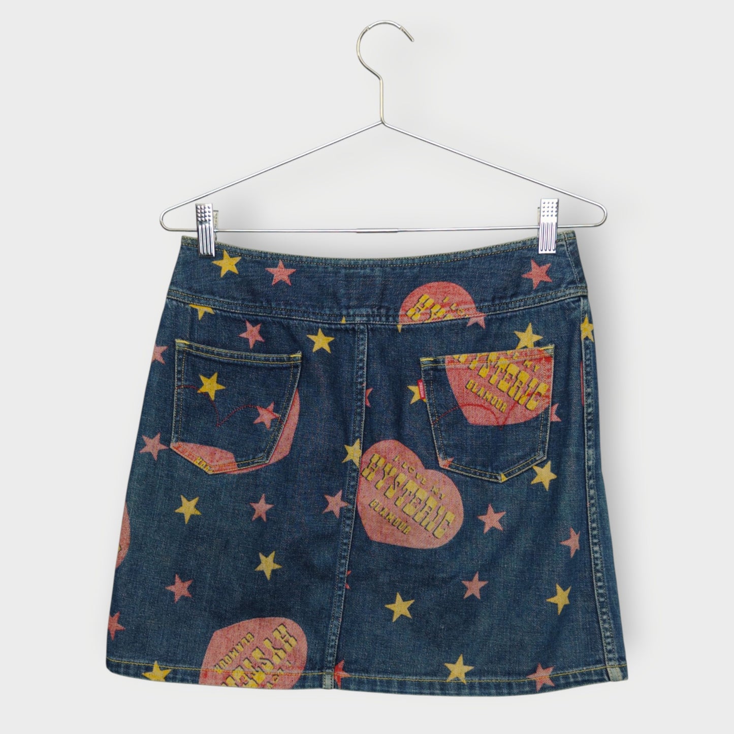 Heart Print Denim Mini Skirt