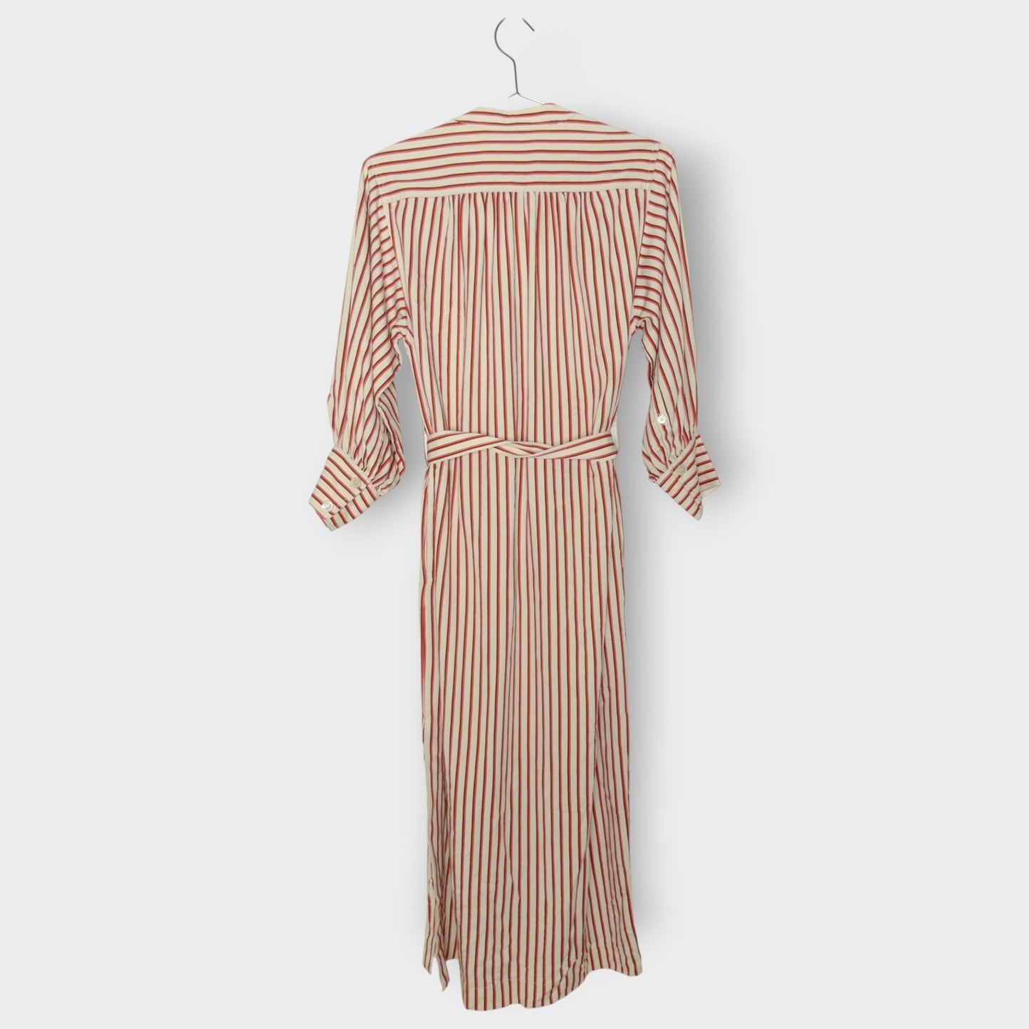 Stripe Grandad Collar Maxi Dress