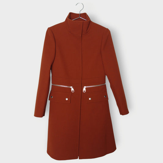 Wool High Neck Zip Waist Coat