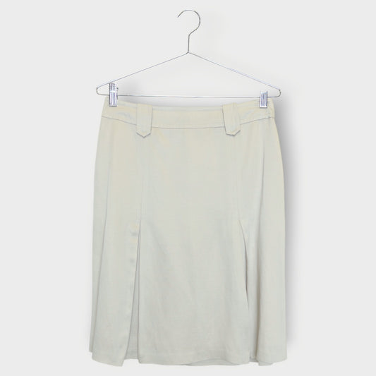 Satin Pleat Midi Skirt