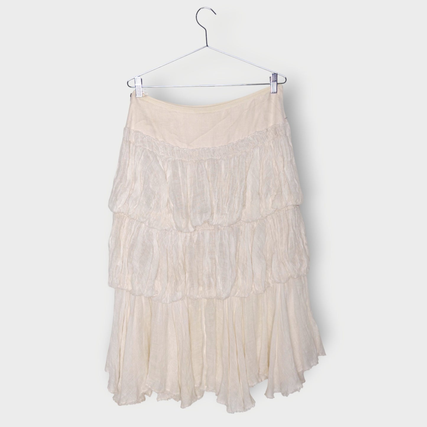 Ruffle Tiered Raw Hem Skirt