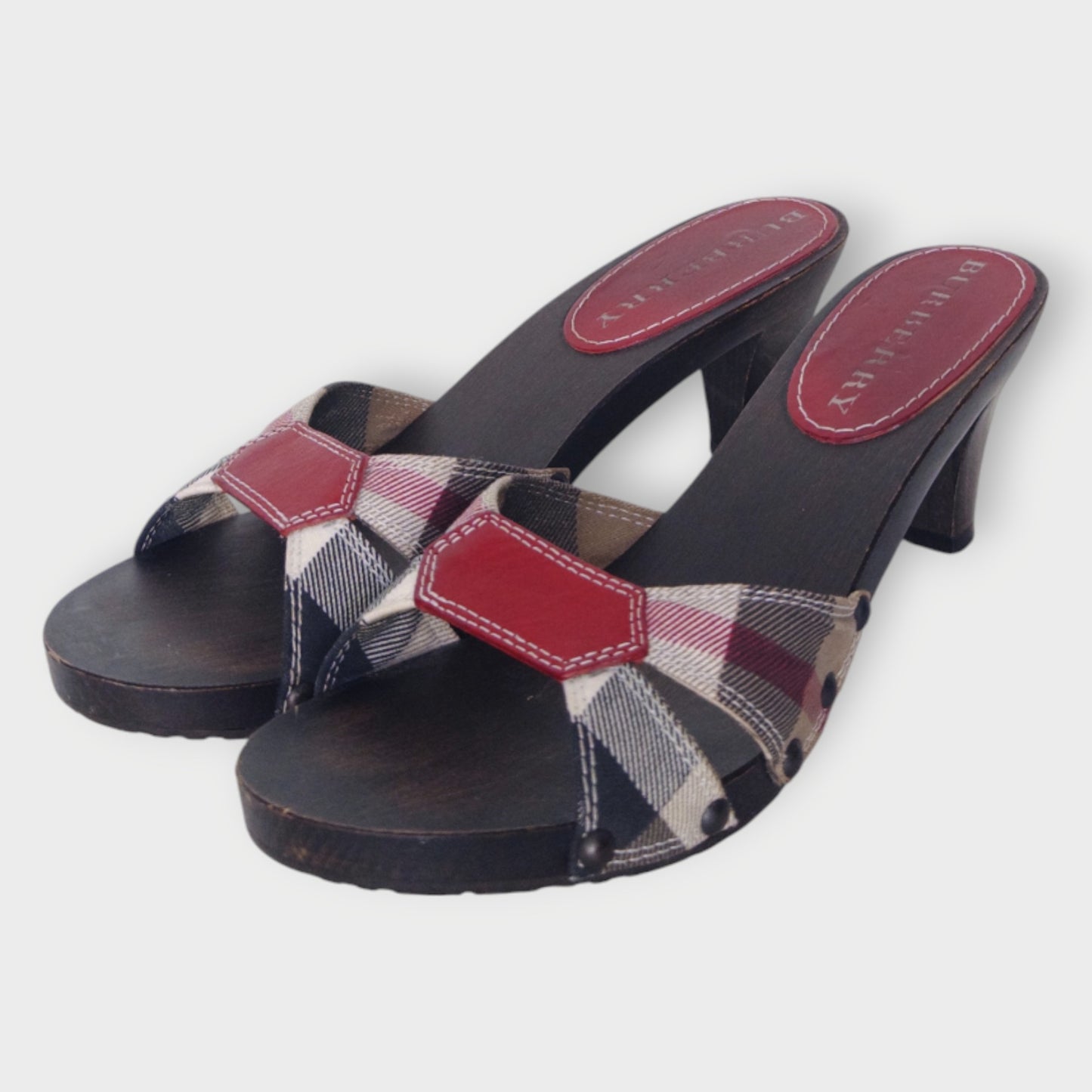 Plaid Wooden Heels