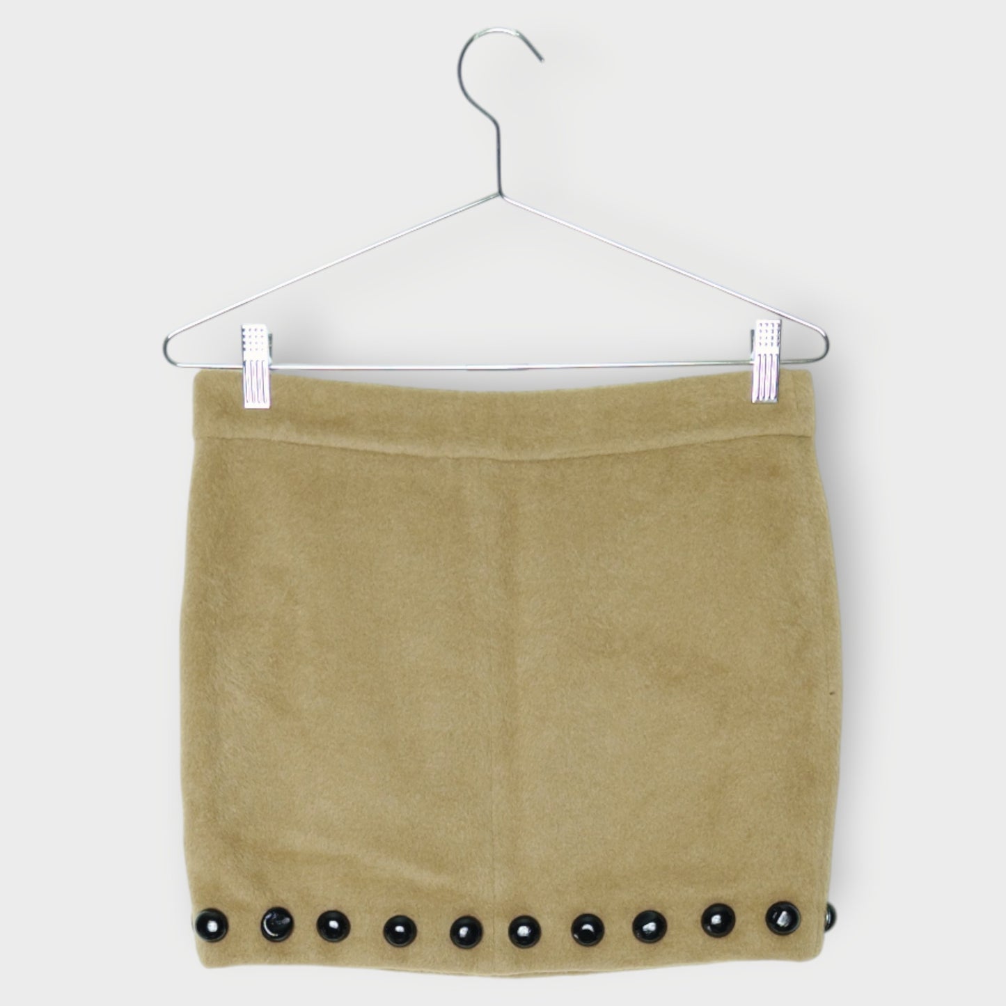 Fuzzy Button Mini Skirt