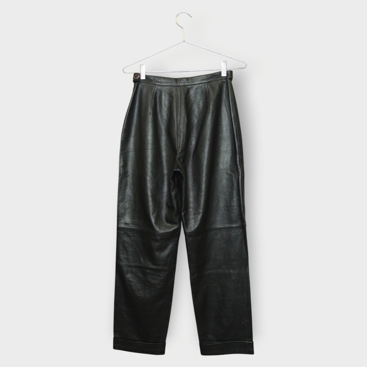 Leather Straight Leg Cuffed Pant