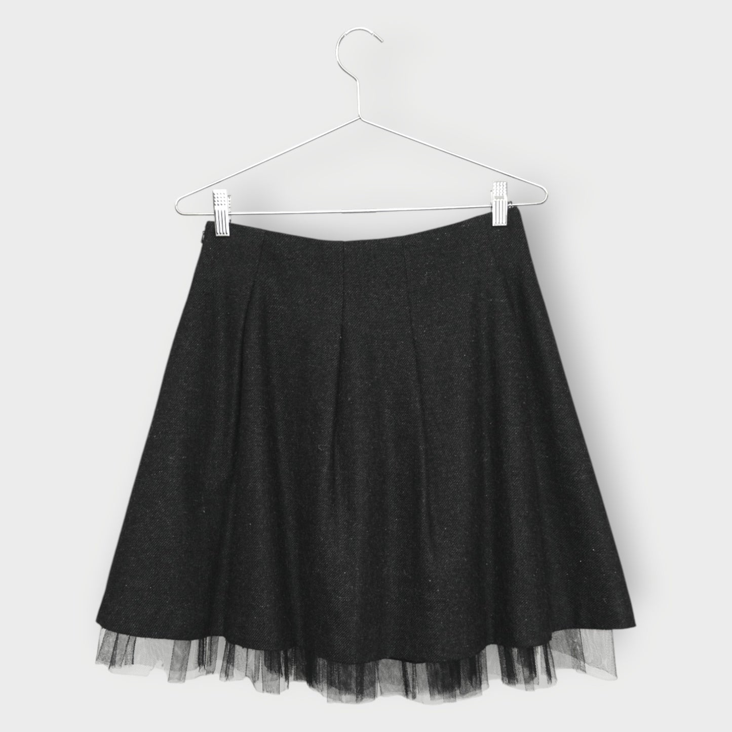 Wool Pleat Tulle Midi