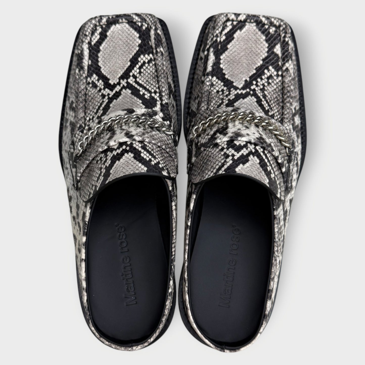 Snakeskin Square Toe Loafer Mules