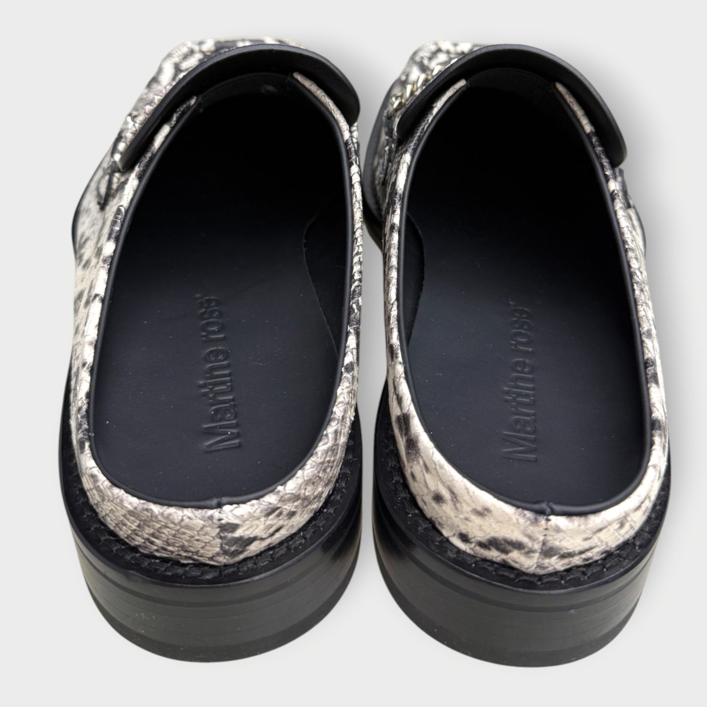 Snakeskin Square Toe Loafer Mules