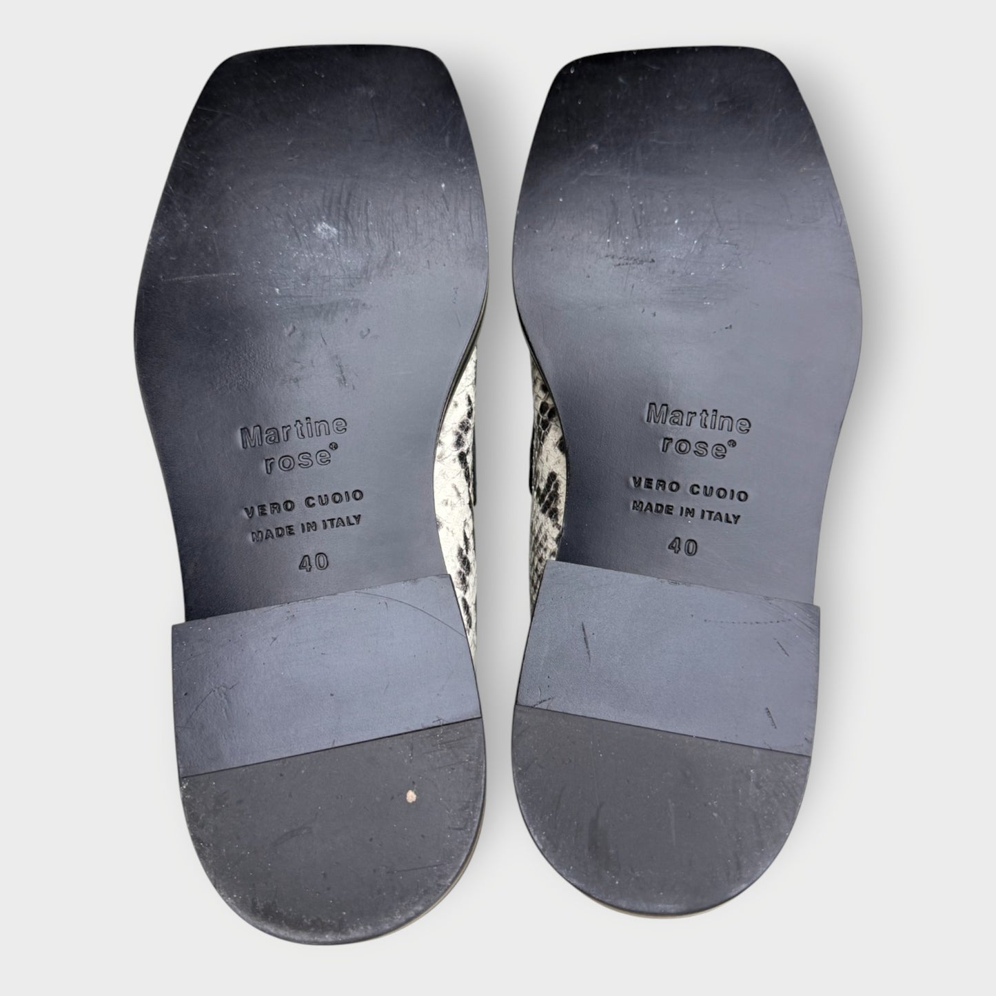 Snakeskin Square Toe Loafer Mules