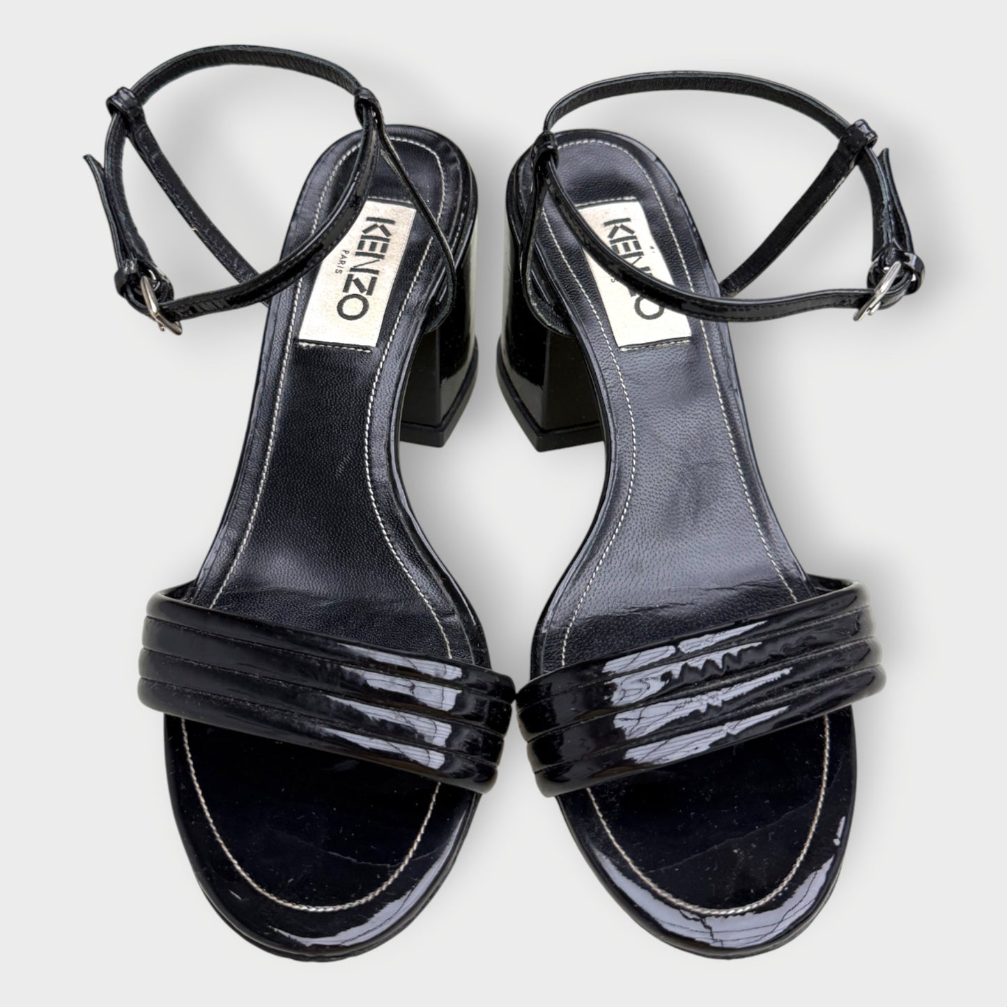 Patent Leather Block Heel Sandals