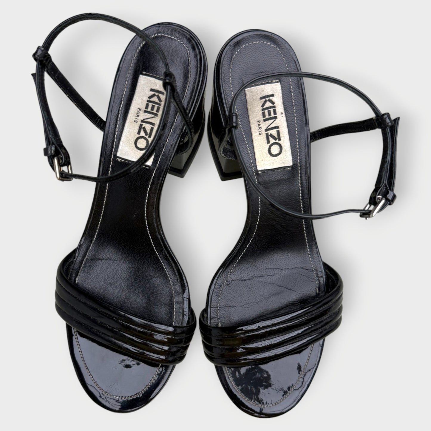 Patent Leather Block Heel Sandals