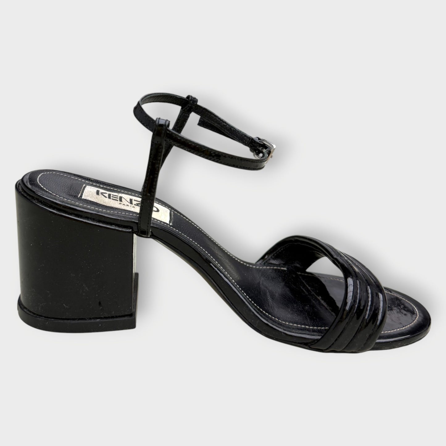 Patent Leather Block Heel Sandals