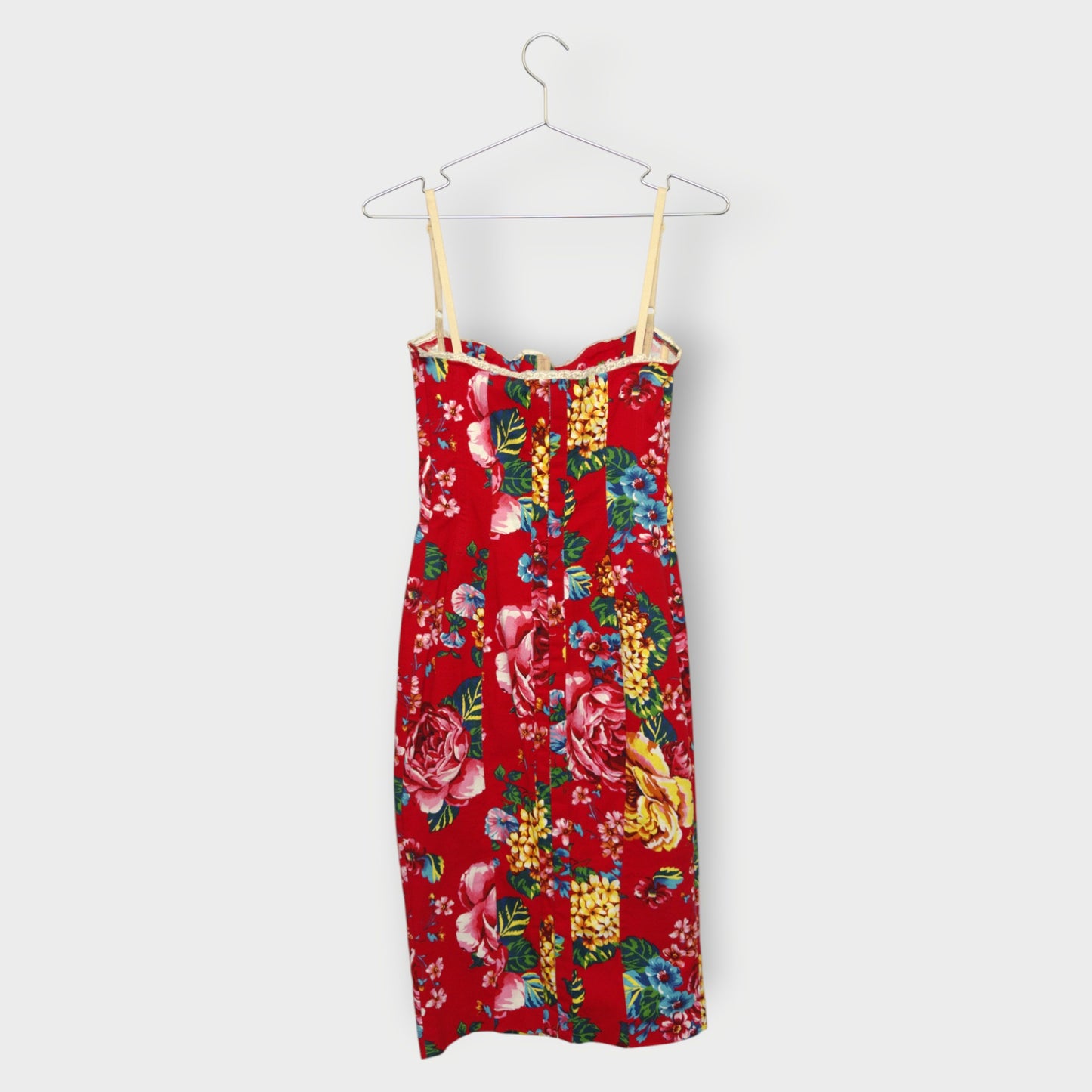 Floral Printed Corset Midi Dress