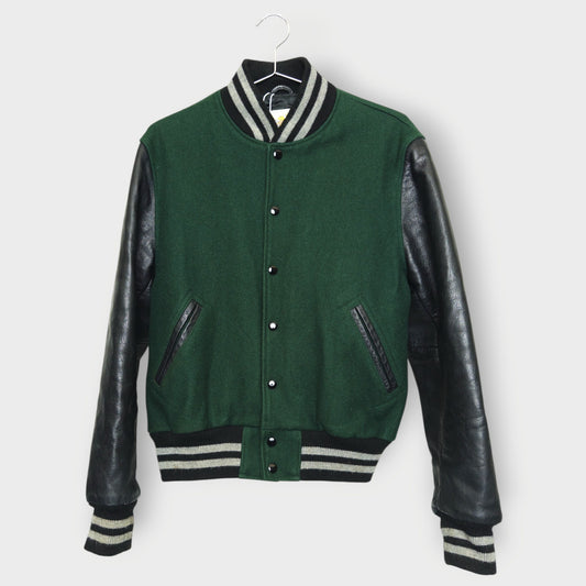 Wool Leather Varsity Bomber