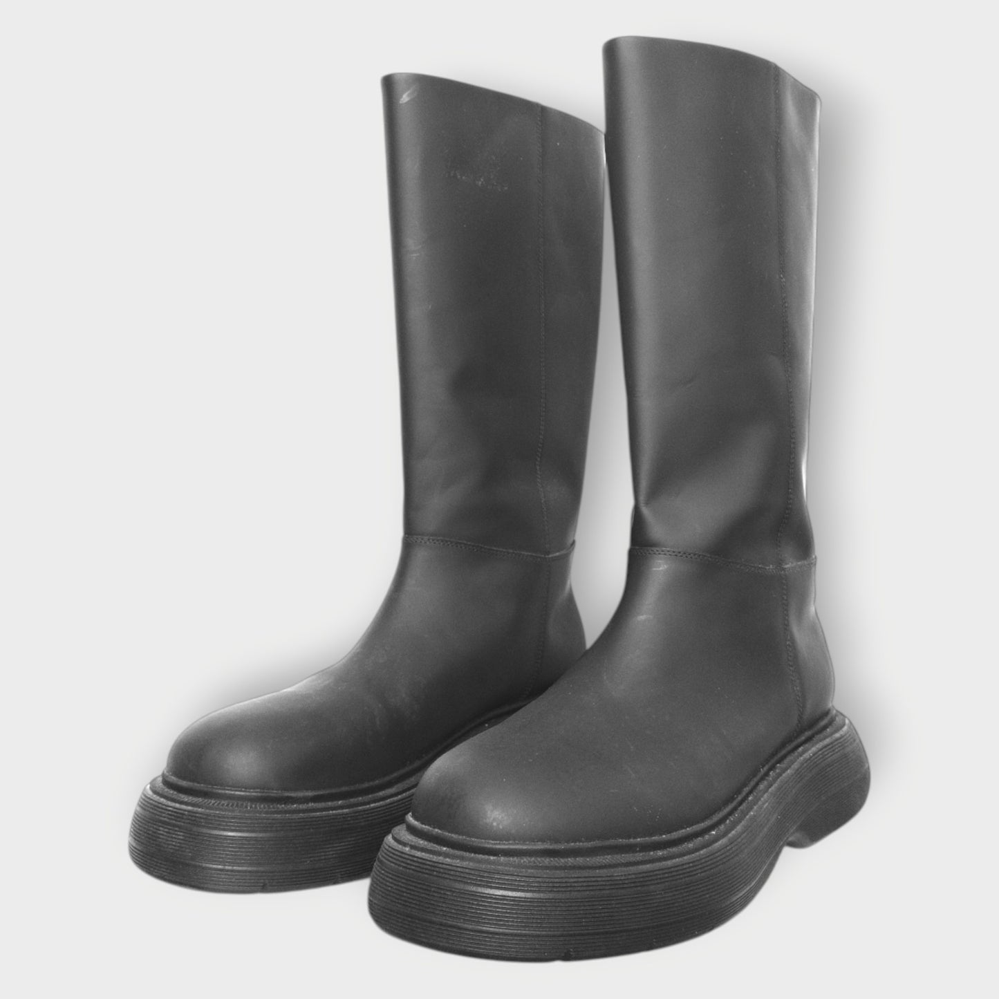 Leather Chunky Sole Boots