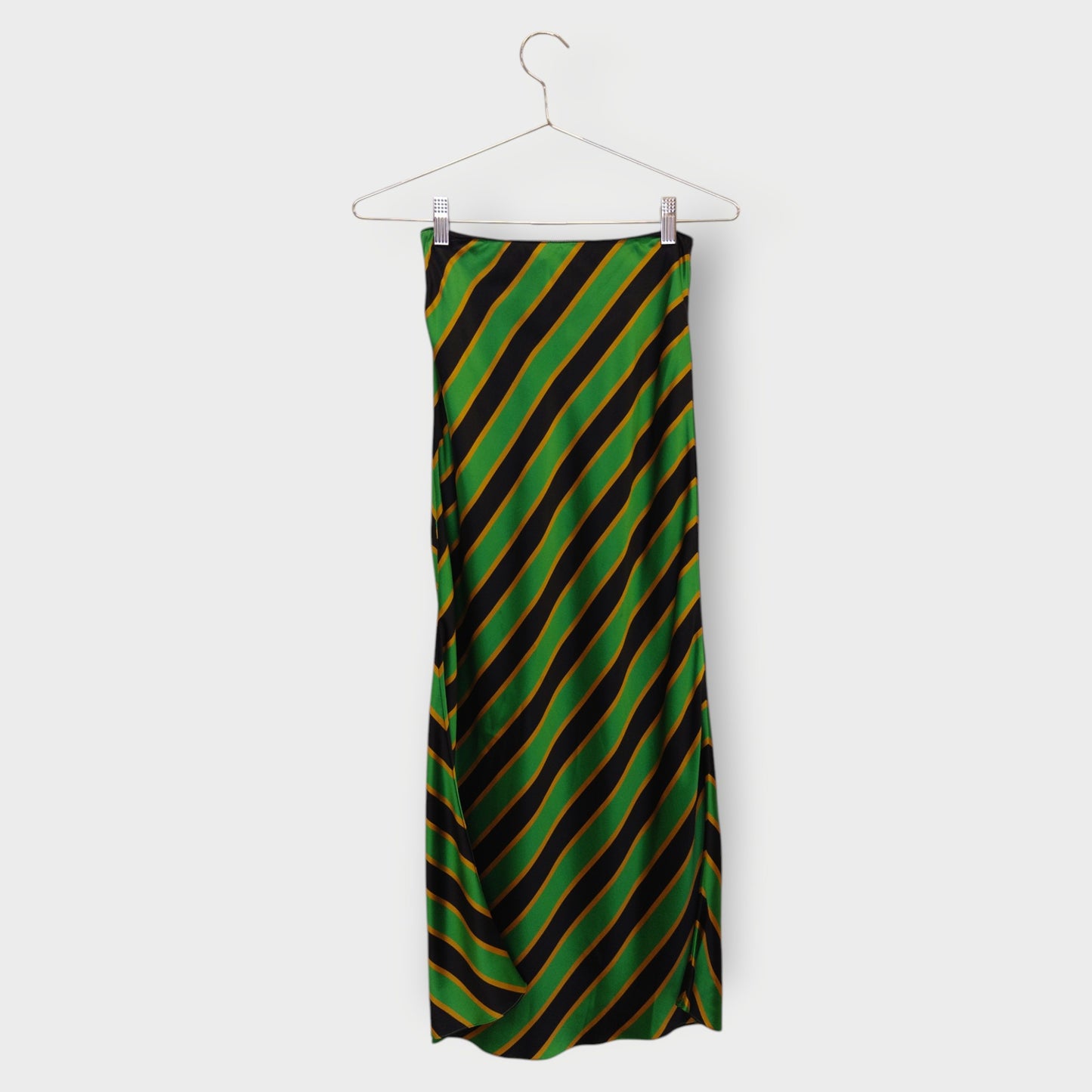 Striped Silk Midi Skirt