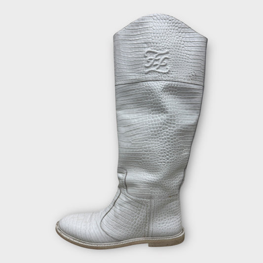 Leather Croc High Boots