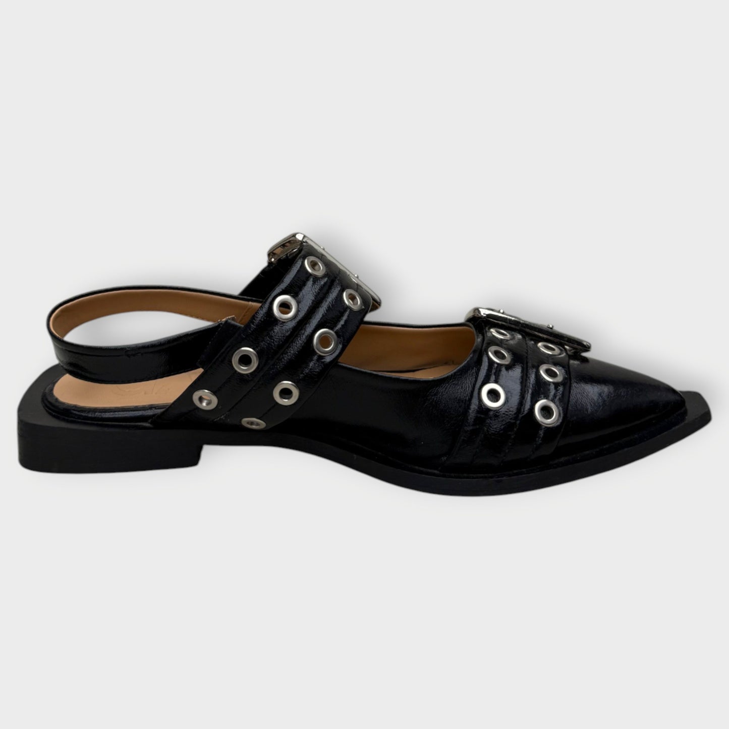 Patent PU Buckle Ballerina Flats