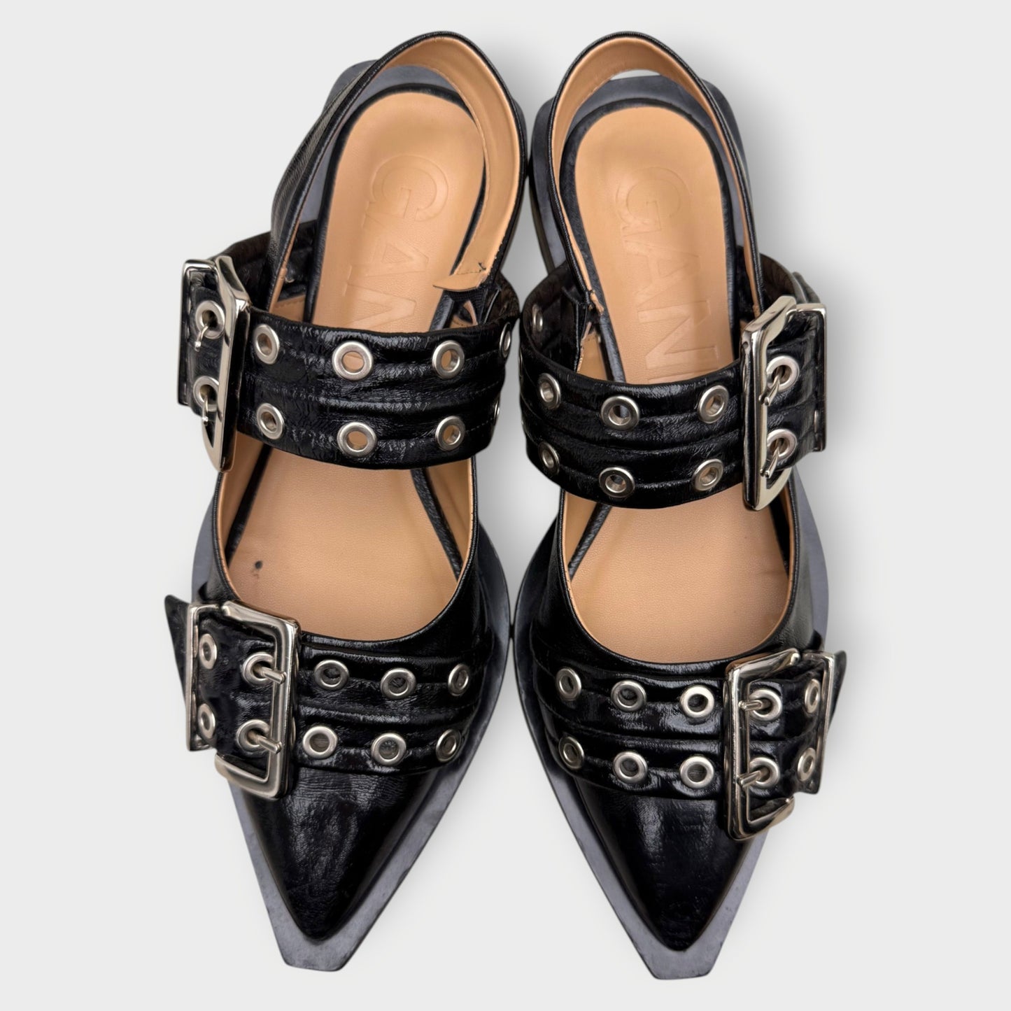 Patent PU Buckle Ballerina Flats