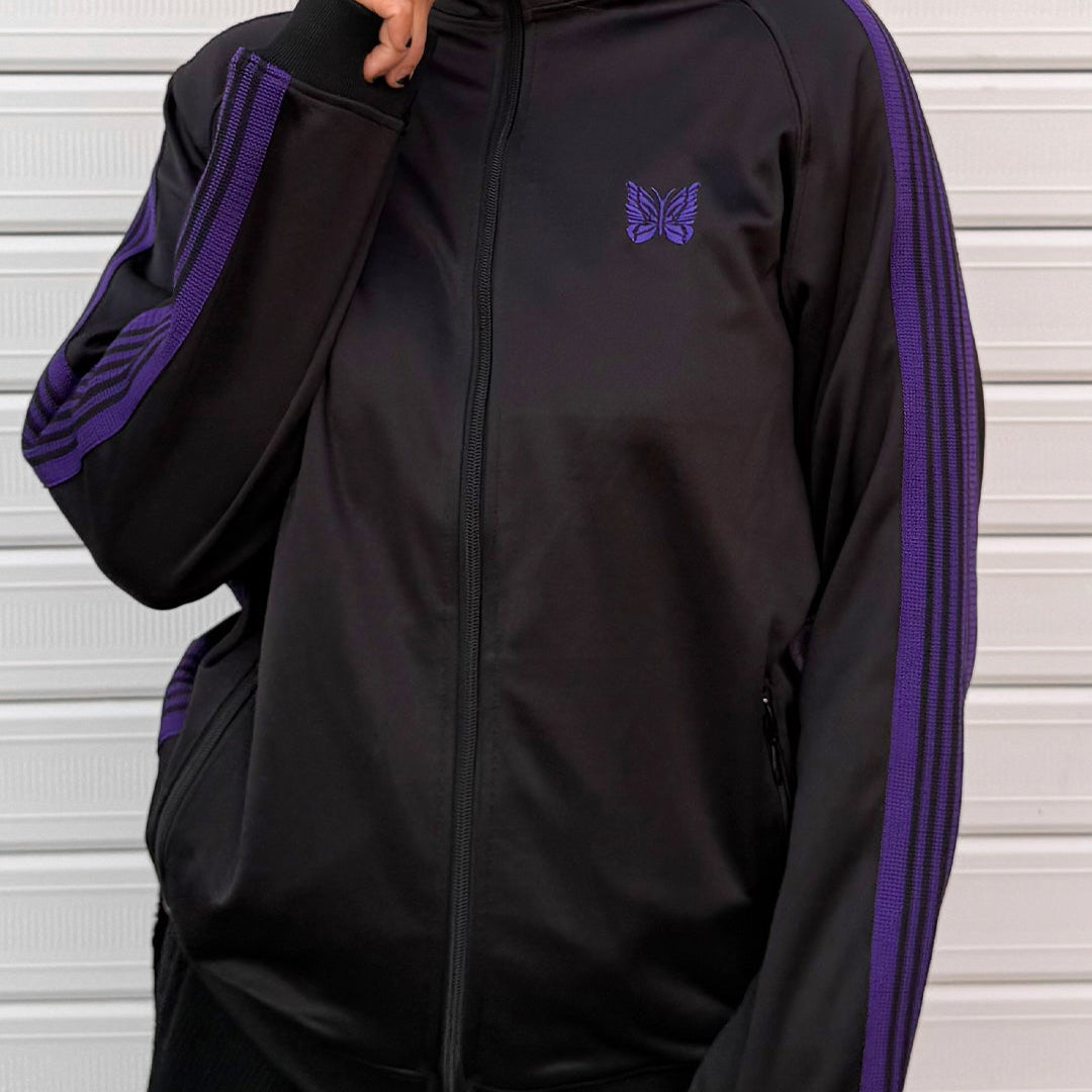 Black & Purple Striped Butterfly Logo Tracksuit Top